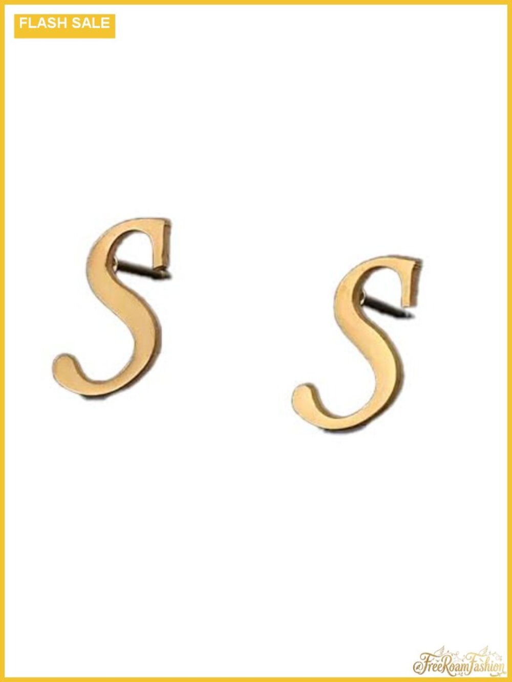 Large Gold Plated Stainless Steel Stud Earrings for Women A-Z Letter